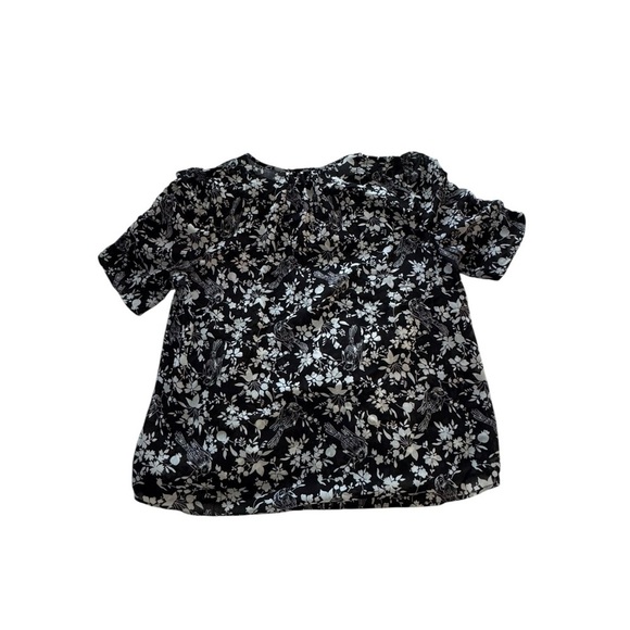 J. Crew Black and White Floral and Bird Print Blouse - Picture 3 of 3